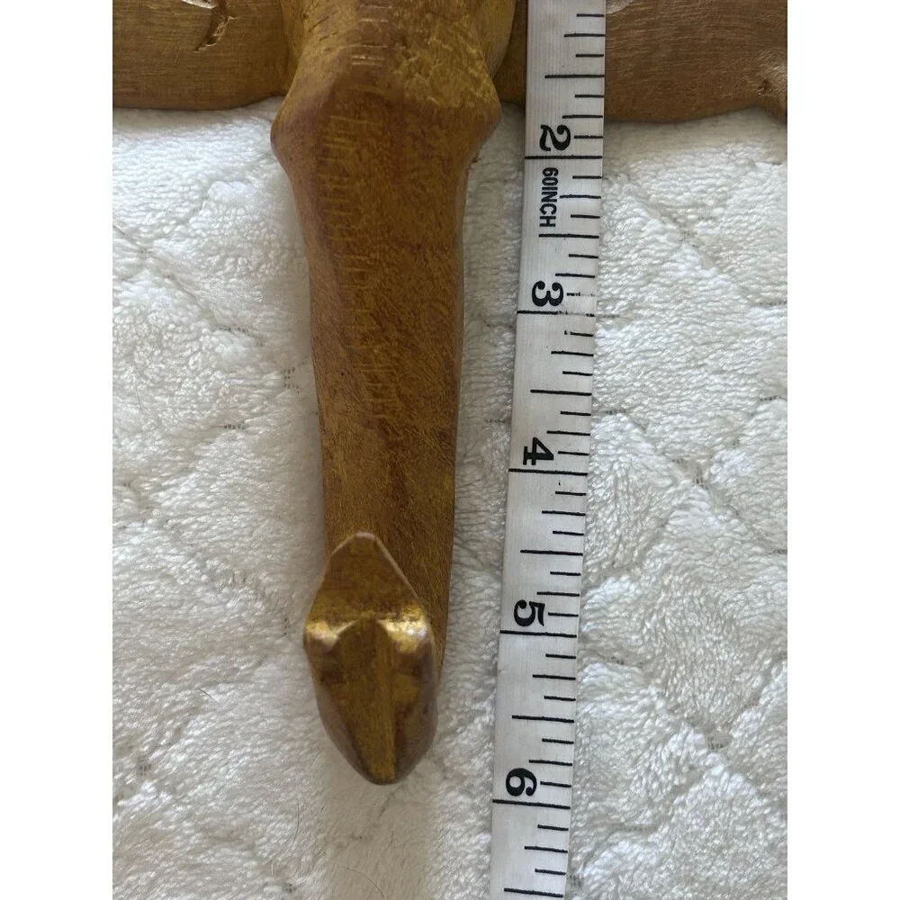 Vintage Hand Carved Wooden Elephant Coat Hook Primitive Art 6